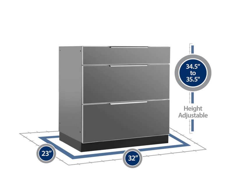 Outdoor Kitchen Aluminum 3-Drawer Cabinet
