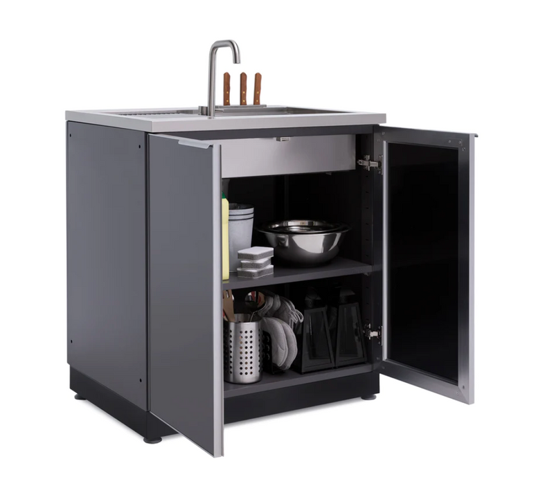 Outdoor Kitchen Aluminum Sink Cabinet - Slate Gray