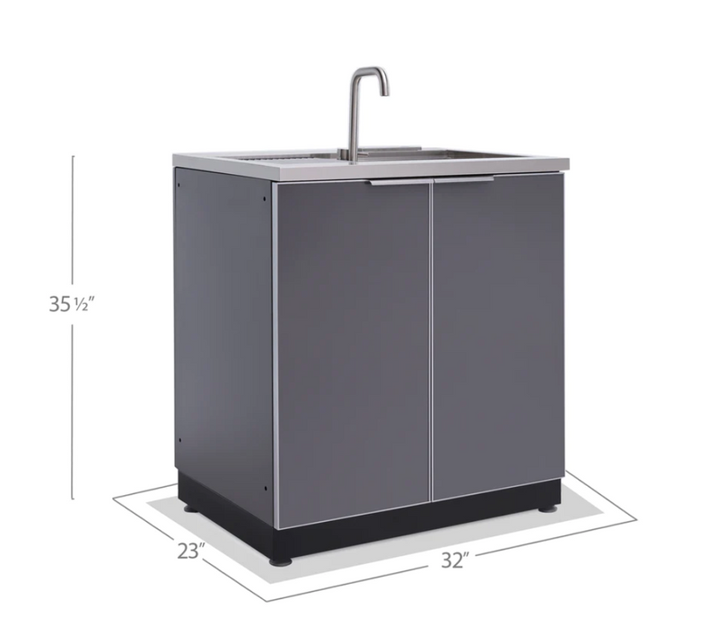 Outdoor Kitchen Aluminum Sink Cabinet - Slate Gray