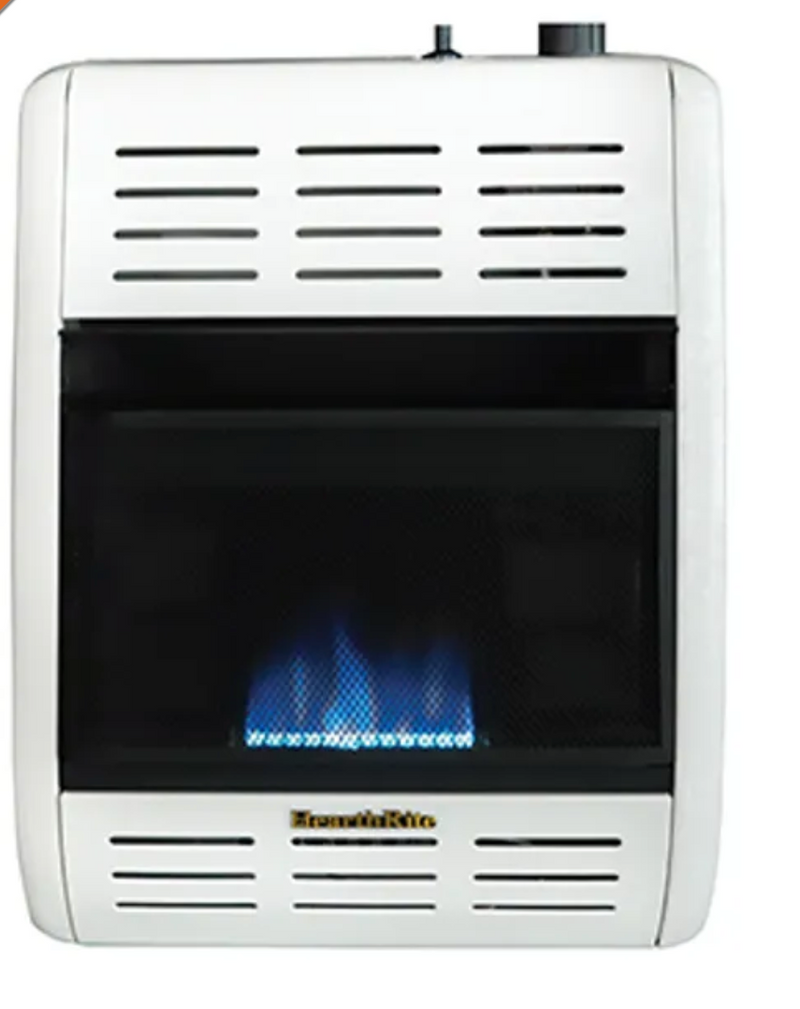 Hearthrite VF Blue Flame, Natural Gas, White Finish, 20,000 BTU, Thermostat Control