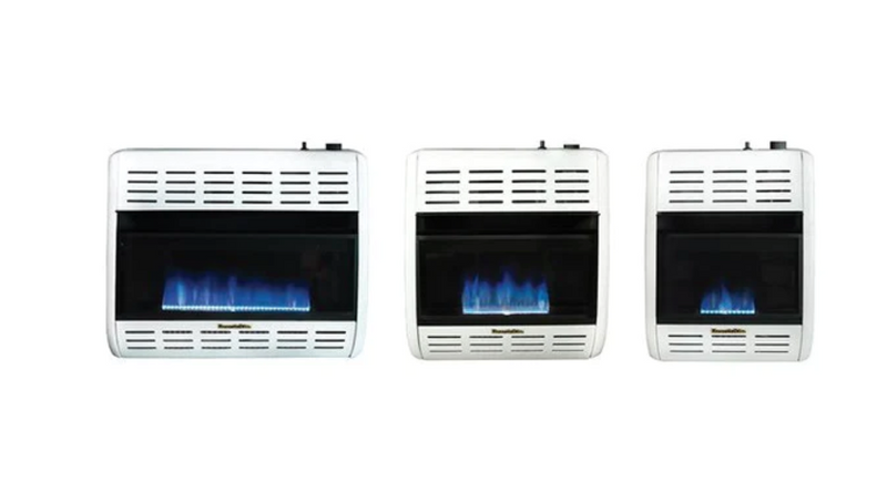 Hearthrite VF Blue Flame Heater -  Propane, White Finish, 20,000 BTU, Thermostat Control