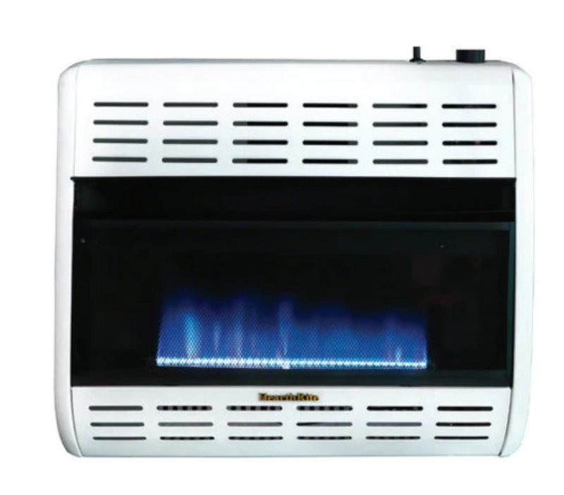 Hearthrite VF Blue Flame Heater - LP, White Finish, 30,000 BTU, Thermostat Control