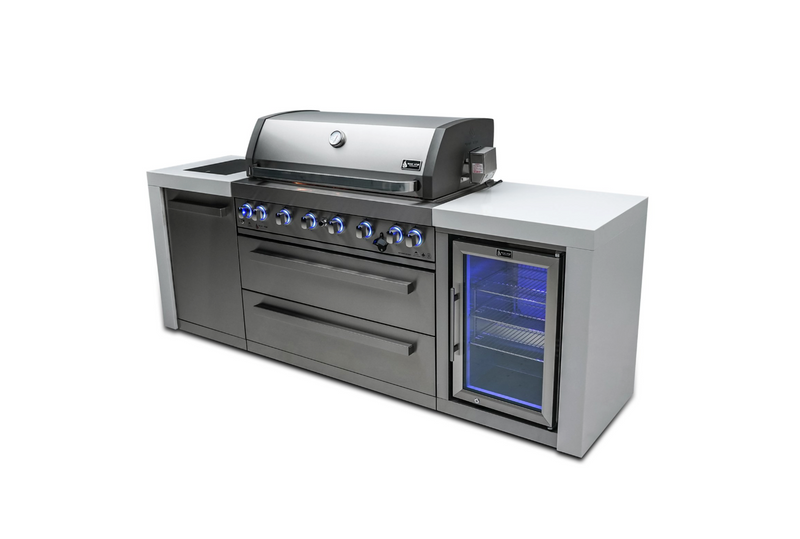 Mont Alpi 6-burner Deluxe Island with Fridge Cabinet MAI805-DFC - 94''