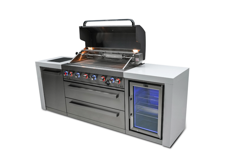 Mont Alpi 6-burner Deluxe Island with Fridge Cabinet MAI805-DFC - 94''