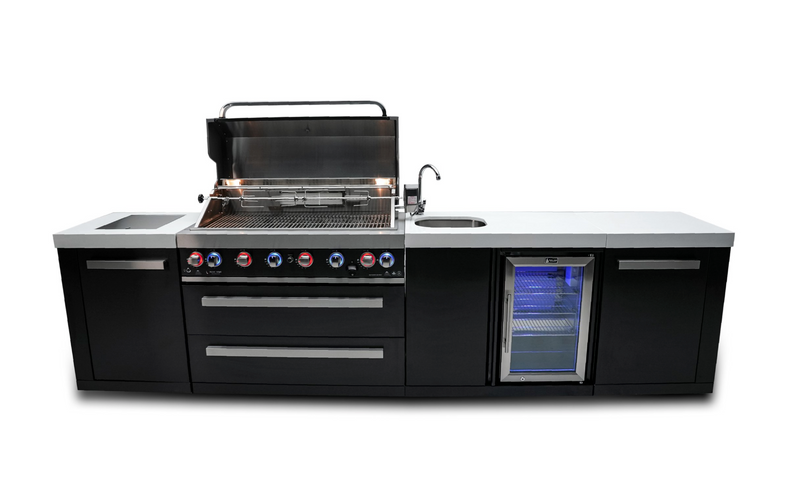 Mont Alpi 805 Black Stainless Steel Island with Beverage Center MAi805-BSSBEV - 132''