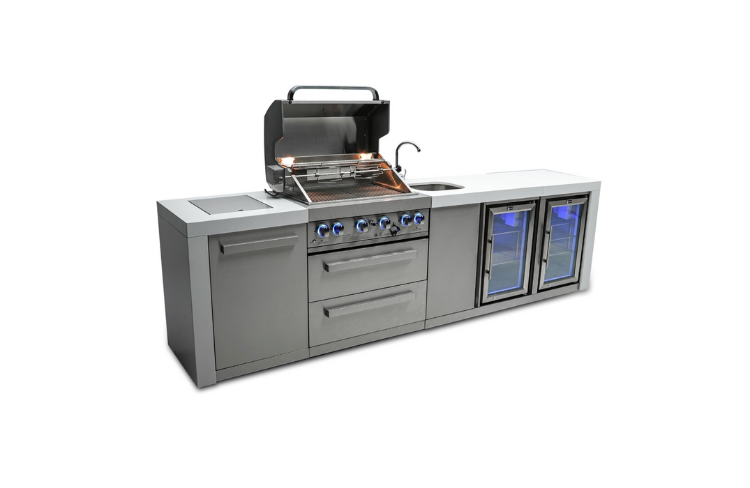 Mont Alpi 4-burner Deluxe Island with a Beverage Center And Fridge Cabinet MAi400-DBEVFC - 120''