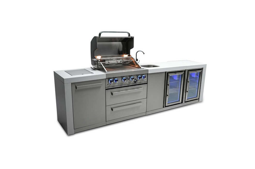 Mont Alpi 4-burner Deluxe Island with a Beverage Center And Fridge Cabinet MAi400-DBEVFC - 120''