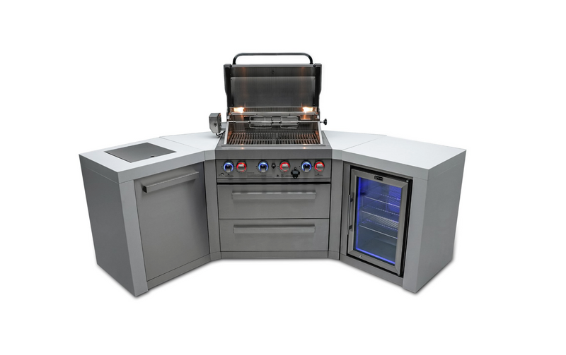 Mont Alpi 4-burner Deluxe Island with 45-Degree Corners and a Fridge Cabinet MAi400-D45FC - 106''