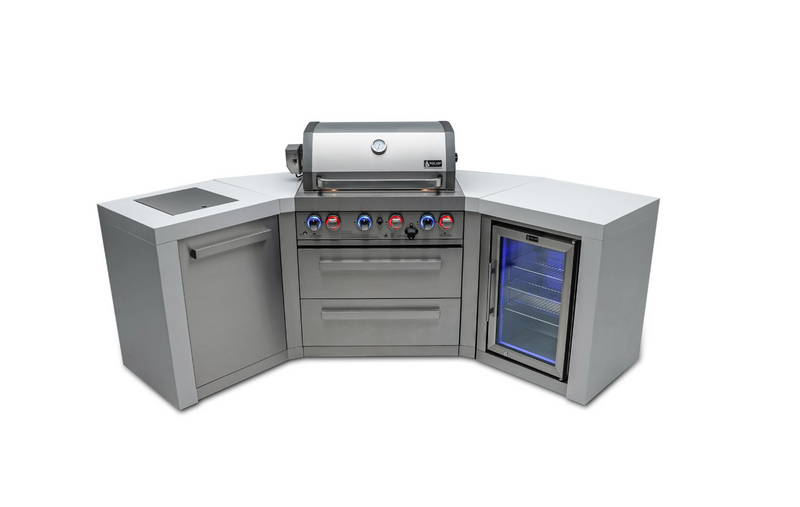 Mont Alpi 4-burner Deluxe Island with 45-Degree Corners and a Fridge Cabinet MAi400-D45FC - 106''