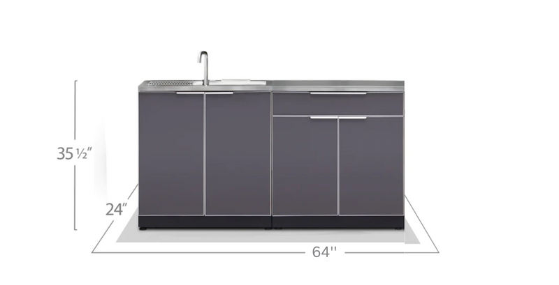 Outdoor Kitchen Aluminum Sink Cabinet + Bar Cabinet - Slate Gray