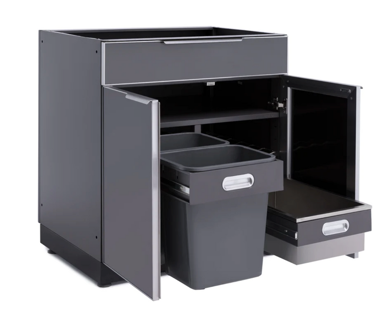 Outdoor Kitchen Aluminum Sink Cabinet + Bar Cabinet - Slate Gray