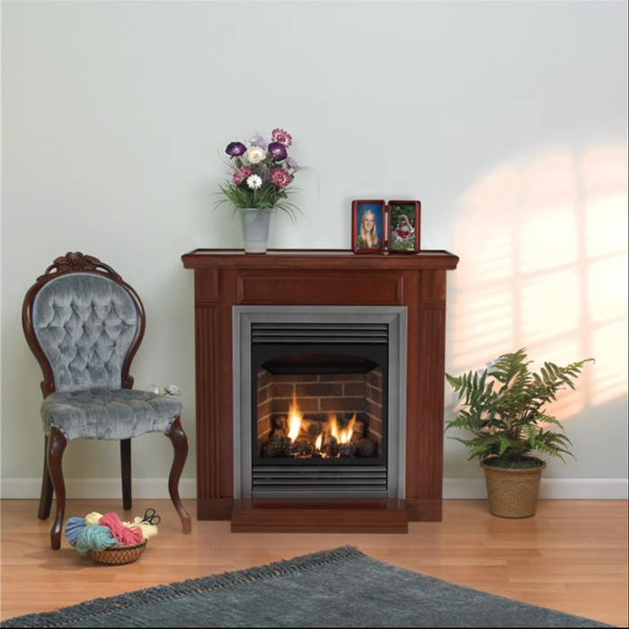 24" Vail Vent-Free Natural Gas/Propane Fireplace with Slope Glaze Burner, Thermostat with Hi-Low Knob