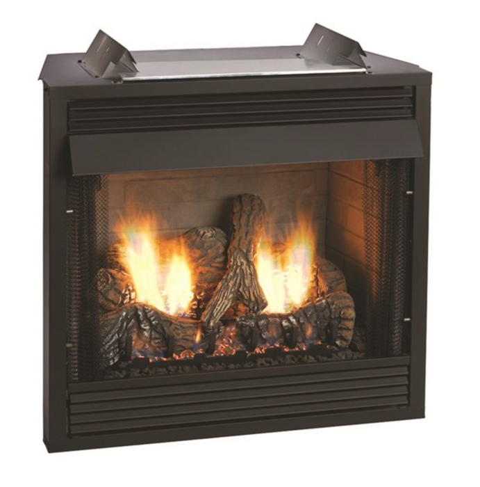 Breckenridge Vent-Free Firebox Deluxe 32"-Louver, Refractory Liner Includes Black Hood