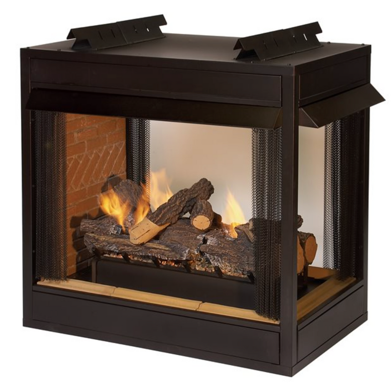 Breckenridge Vent-Free See-Through Firebox Premium 36" See-Through-Louver, Banded Brick