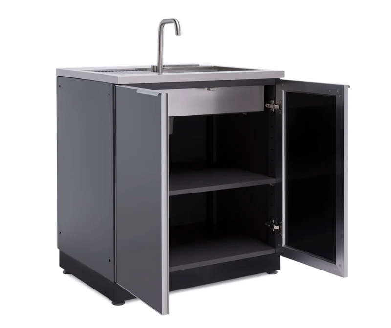 Outdoor Kitchen Aluminum Triple drawer + Sink Cabinet - Slate Gray