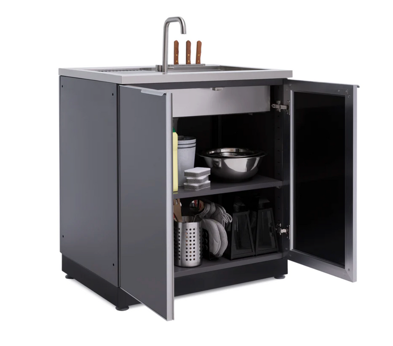 Outdoor Kitchen Aluminum Triple drawer + Sink Cabinet - Slate Gray