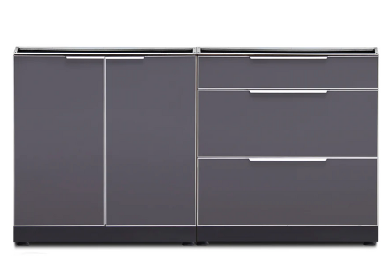 Outdoor Kitchen Aluminum Triple drawer + Sink Cabinet - Slate Gray