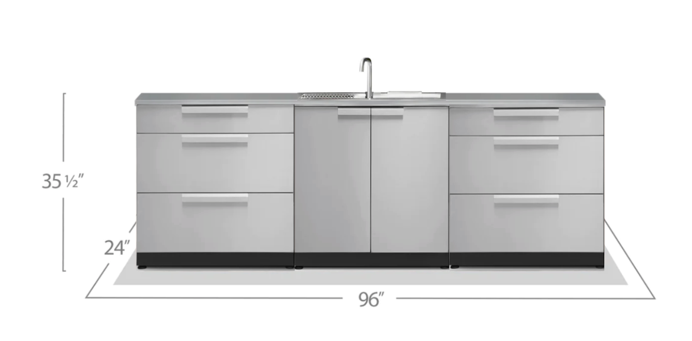 Outdoor Kitchen Stainless Steel 2 x 3-Drawer + Sink Cabinet