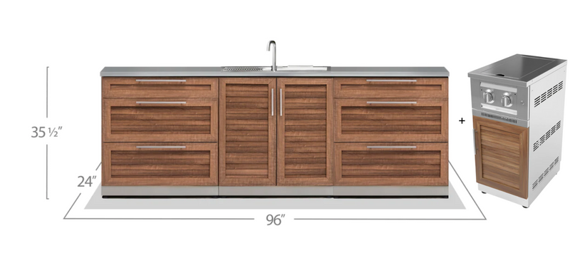 Outdoor Kitchen Stainless Steel Grove 2x 3-Drawer + Sink + Side burner