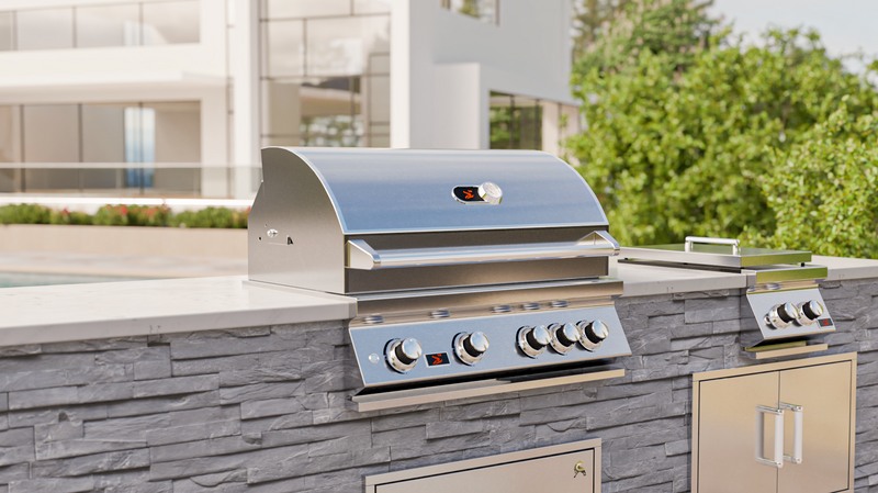 Whistler 34-Inch 4-Burner Built-In Gas Grill With Rear Infrared Burner, Grill Lights, Rotisserie Kit & Cover - Stainless