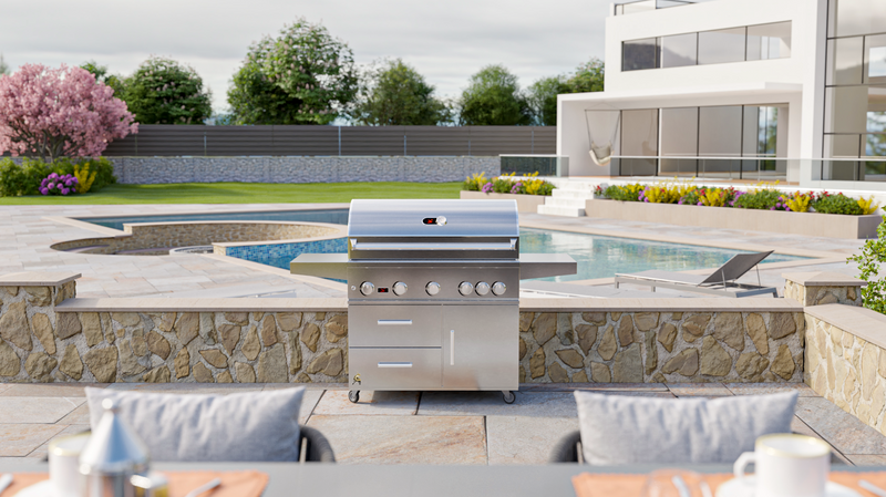 Whistler 42-Inch 5-Burner Gas Grill With Rear Infrared Burner, Grill Lights, Rotisserie Kit & Cover