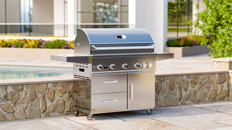 Whistler 42-Inch 5-Burner Gas Grill With Rear Infrared Burner, Grill Lights, Rotisserie Kit & Cover