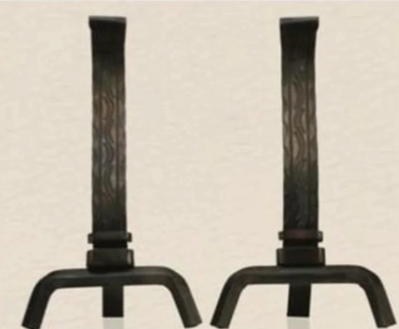 DECORATIVE BLACK FORGED ANDIRONS