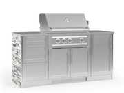 Outdoor Kitchen Signature Series 6 Piece Cabinet Set with 3 Drawer Cabinet + 33'' Grill BBQ GRILL New Age Outdoor Kitchen Signature Series 6 Piece Cabinet Set with 3 Drawer Cabinet -White Crystal Marble Outdoor Kitchen Signature Series 6 Piece Cabinet Set with 3 Drawer Cabinet - LPG 