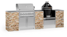 Outdoor Kitchen Signature Series 9 Piece Cabinet Set With Kamado & 33'' Grill BBQ GRILL New Age Outdoor Kitchen Signature Series 9 Piece Cabinet Set With Kamado- Scabos Travertine Outdoor Kitchen Signature Series 9 Piece Cabinet Set With Kamado - LPG 