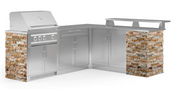 Outdoor Kitchen Signature Series 8 Piece L Shape Cabinet Set With 33'' Grill BBQ GRILL New Age Outdoor Kitchen Signature Series 8 Piece L Shape Cabinet Set With Grill - Scabos Travertine Outdoor Kitchen Signature Series 8 Piece L Shape Cabinet Set With Grill - LPG 