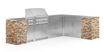 Outdoor Kitchen Signature Series 11 Piece L Shape Cabinet Set with Side Burner & 33'' Grill BBQ GRILL New Age Outdoor Kitchen Signature Series 11 Piece L Shape Cabinet Set with Side Burner - Scabos Travertine Outdoor Kitchen Signature Series 11 Piece L Shape Cabinet Set with Side Burner - LPG 