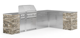 Outdoor Kitchen Signature Series 11 Piece L Shape Cabinet Set with Side Burner & 33'' Grill BBQ GRILL New Age Outdoor Kitchen Signature Series 11 Piece L Shape Cabinet Set with Side Burner - Silver Travertine Outdoor Kitchen Signature Series 11 Piece L Shape Cabinet Set with Side Burner - LPG 