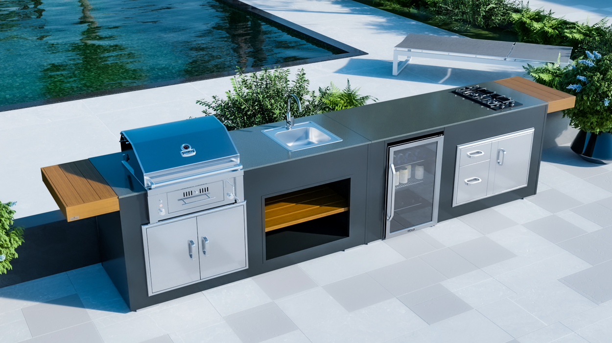 Outdoor Kitchen SunStone 30'' Gas Hybrid Single zone Grill + Premium Cover - 14.5F
