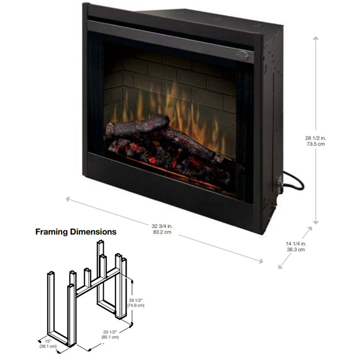 Dimplex BF33DXP Deluxe Built-In Electric Fireplace, 33-Inch