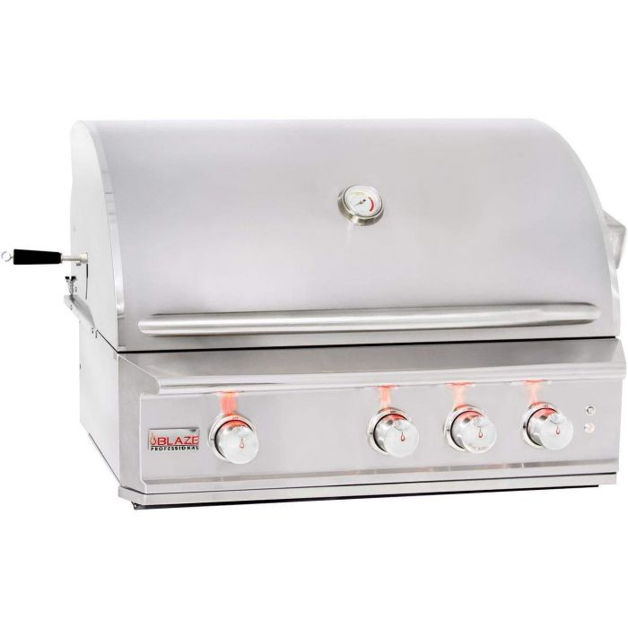 Blaze Professional 34-Inch 3 Burner Built-In Gas Grill With Rear Infrared Burner + Rotisserie Kit + FREE COVER
