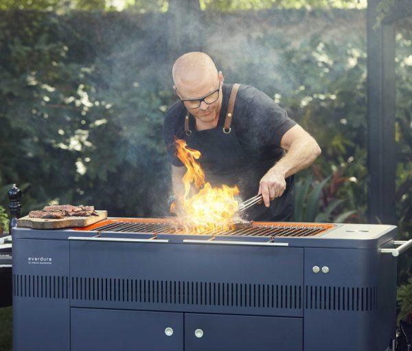 Everdure HUB 54-Inch Charcoal Grill With Rotisserie & Electronic Ignition - HBCE2BUS