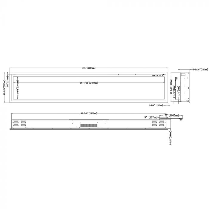 Modern Flames OR100-SLIM Orion Slim 100-Inch Linear Built-In Electric Fireplace