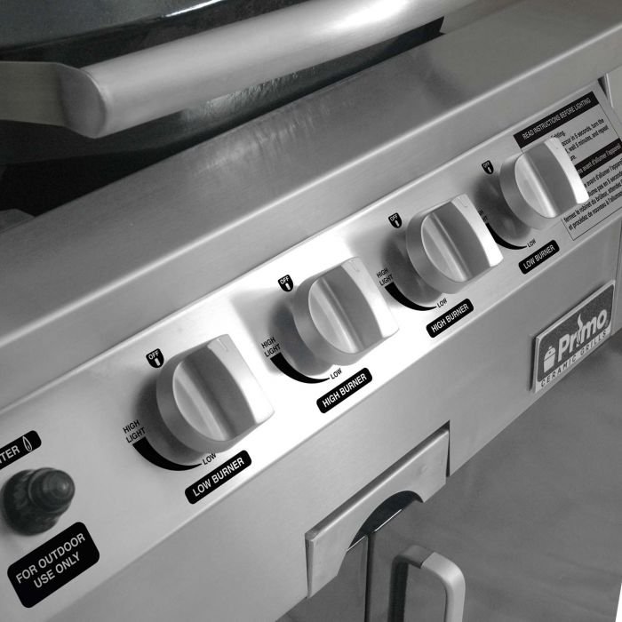 Primo GXLC Extra Large Oval Ceramic Propane Kamado Grill on Two-Drawer Cart