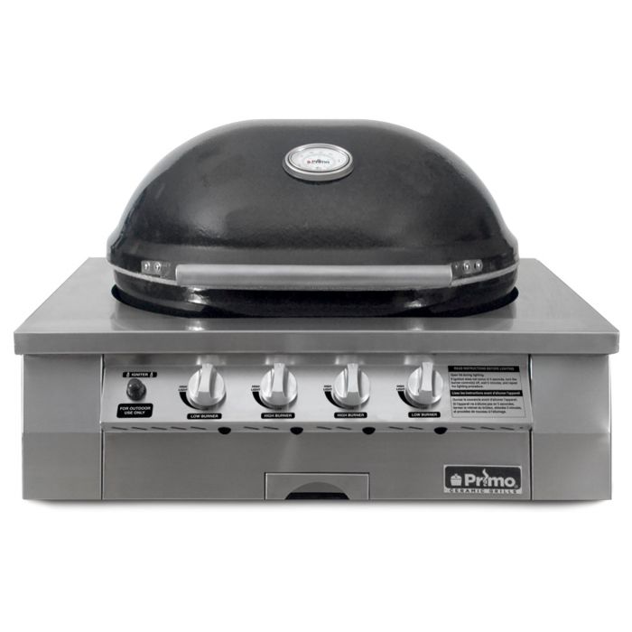 Primo GXLH Extra Large Oval Ceramic Natural Gas Kamado Grill Head