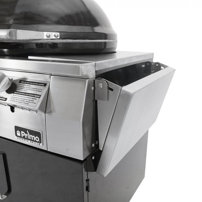 Primo GXLC Extra Large Oval Ceramic Propane Kamado Grill on Two-Drawer Cart