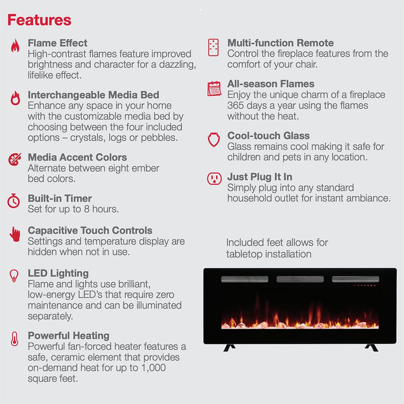 Dimplex SIL60 Sierra Series Wall Mount/Built-In Linear Electric Fireplace, 60-Inch