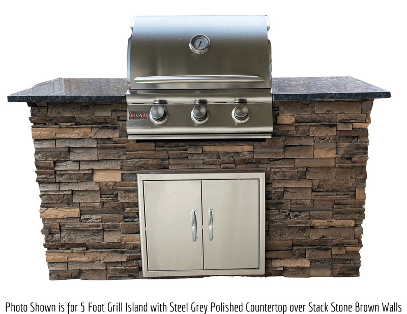 Tru Innovative 5ft Traditional Grill Brown Island + Blaze Grill (25”) + Double Door